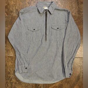 Vintage Key Imperial Quarter Zip Shirt Hickory Stripe Talon 15.5